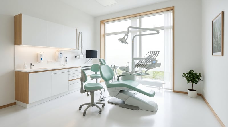 Professionel rengøring af tandlægeklinik med ren tandlægestol og behandlerrum